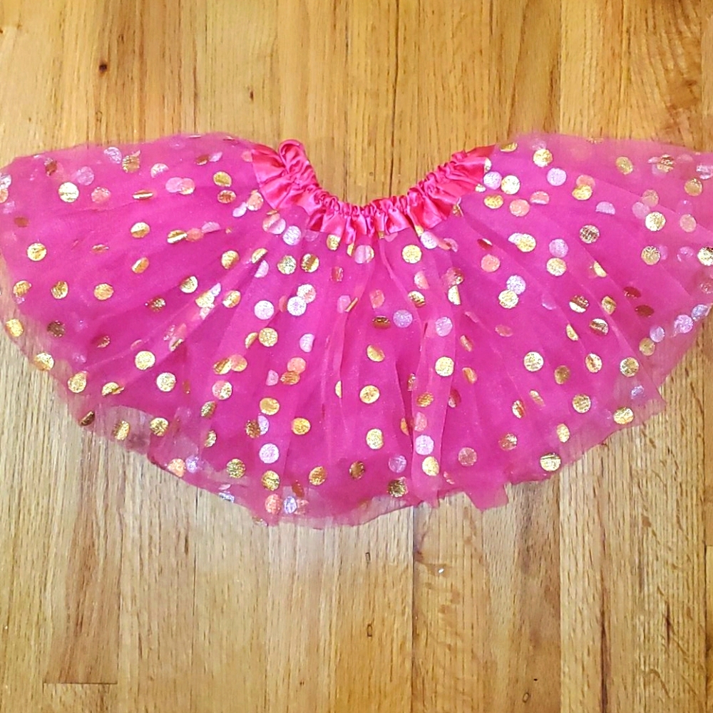 Girls pink and gold circle tutu skirt